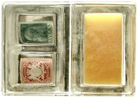 Briefmarken
Besonderheiten
Alter silberner und gläserner Briefmarkenbehälter mit Schwamm, ca. 1880. Praktisches Schreibtischutensiel mit 2 Fächer fü...