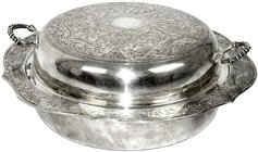 Varia
Silber
Kolumbien
Warmhalteschale mit Deckel, Silber 900. Hersteller Orfebreria (Goldschmiede) Venezia in Bogota. Durchmesser 34 cm, Höhe 12,5...