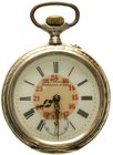 Varia
Uhren
Taschenuhren
Herrentaschenuhr "open face" um 1900. Uhrmacher L.T. Lorenzen, Hamburg-St. Pauli. Silber 800. 47 mm. Glas fehlt, Zifferbla...