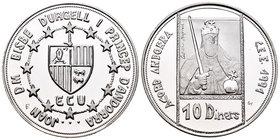 Andorra. 10 diners. 1992. (Km-71). Ag. 31,47 g. Carlo Magno. ECU, acuerdo de la CEE. PR. Est...25,00.