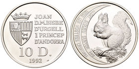 Andorra. 10 diners. 1992. (Km-74). Ag. 31,10 g. Squirrel. PR. Est...25,00.