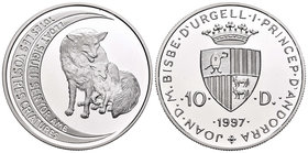 Andorra. 10 diners. 1997. (Km-131). Ag. 31,47 g. Fox. PR. Est...30,00.