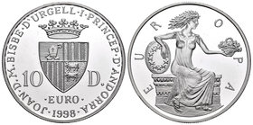 Andorra. 10 diners. 1998. (Km-150). Ag. 31,47 g. Europe. PR. Est...30,00.