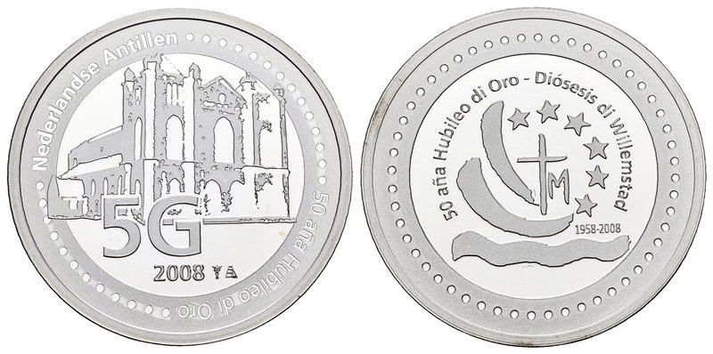 Netherlands Antilles. 5 gulden. 2011. (Km-80). Ag. 11,90 g. 50 Years Royal Jubli...
