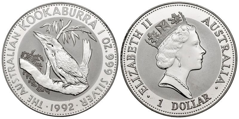 Australia. Elizabeth II. 1 dollar. 1992. (Km-164). Ae. 31,10 g. Kookaburra. PR. ...