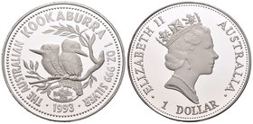 Australia. Elizabeth II. 1 dolar. 1993. (Km-212.2). Ag. 31,91 g. Kookaburra. PR. Est...35,00.