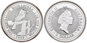 Australia. Elizabeth II. 1 dollar. 1998. (Km-362). Ag. 31,10 g. Kookaburra. PR. Est...40,00.