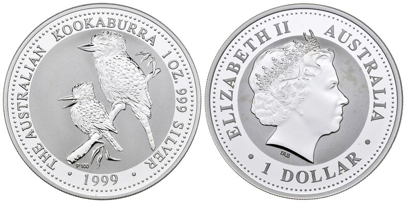 Australia. Elizabeth II. 1 dollar. 1999. Perth. P. (Km-399). Ag. 32,25 g. Kookab...
