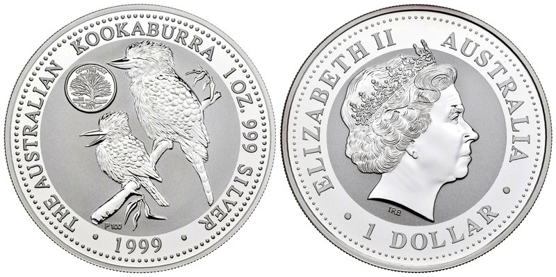 Australia. Elizabeth II. 1 dollar. 1999. (Km-608). Ag. 31,11 g. Kookaburra. Marc...