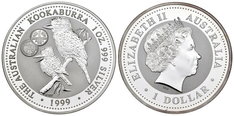 Australia. Elizabeth II. 1 dollar. 1999. (Km-399). Ag. 31,11 g. Kookaburra. Marc...