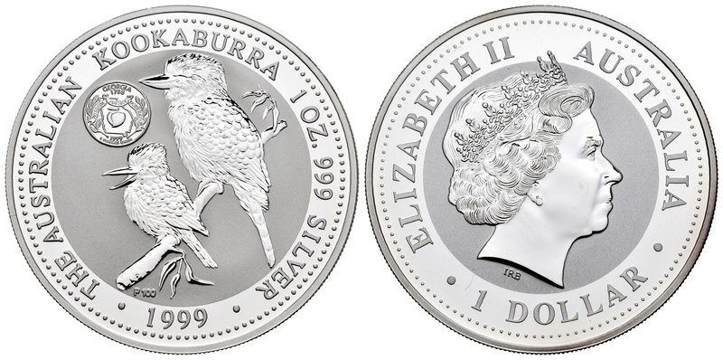 Australia. Elizabeth II. 1 dollar. 1999. (Km-607). Ag. 31,11 g. Kookaburra. Marc...
