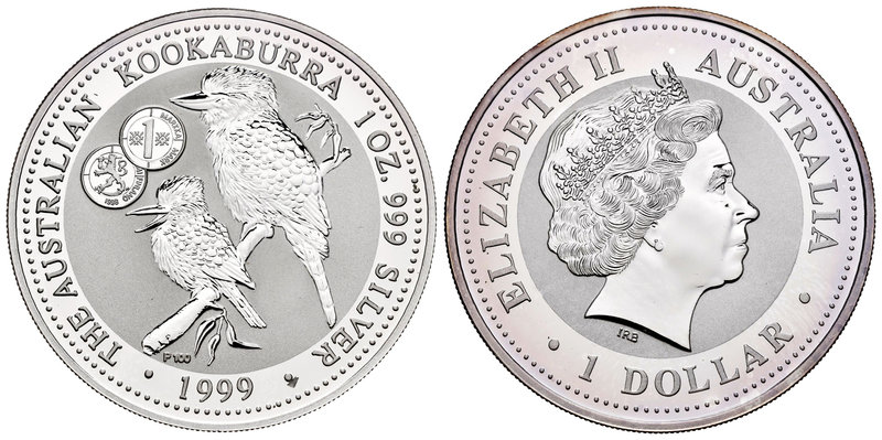 Australia. Elizabeth II. 1 dollar. 1999. (Km-399). Ag. 31,11 g. Kookaburra. Marc...