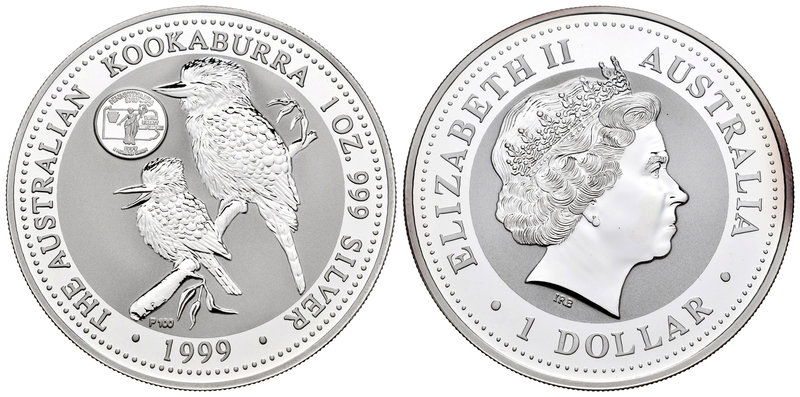Australia. Elizabeth II. 1 dollar. 1999. (Km-605). Ag. 31,11 g. Kookaburra. Marc...