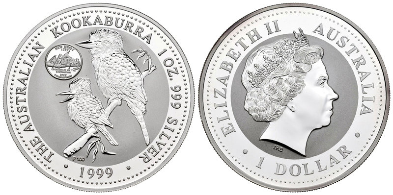Australia. Elizabeth II. 1 dollar. 1999. (Km-606). Ag. 31,11 g. Kookaburra. Marc...