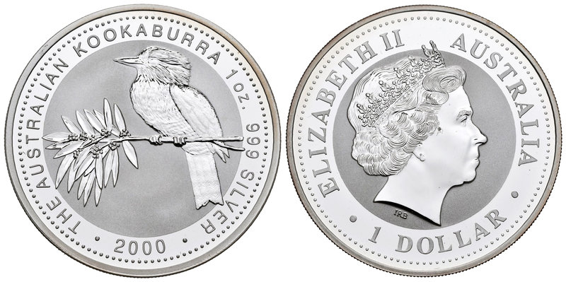 Australia. Elizabeth II. 1 dollar. 2000. (Km-416). Ag. 31,77 g. Kookaburra. PR. ...