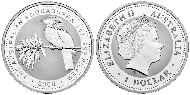 Australia. Elizabeth II. 1 dollar. 2000. (Km-416). Ag. 31,77 g. Kookaburra. PR. ...