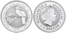 Australia. Elizabeth II. 1 dollar. 2000. (Km-416). Ag. 31,77 g. Kookaburra. PR. Est...25,00.
