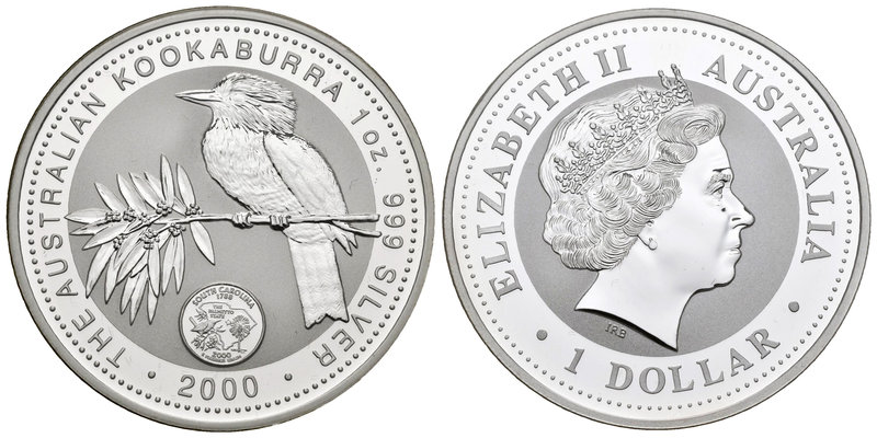 Australia. Elizabeth II. 1 dollar. 2000. (Km-613). Ag. 31,10 g. Kookaburra. Marc...