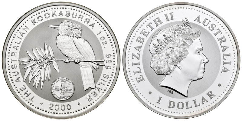 Australia. Elizabeth II. 1 dollar. 2000. (Km-614). Ag. 31,10 g. Kookaburra. Marc...