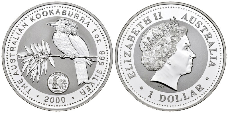 Australia. Elizabeth II. 1 dollar. 2000. (Km-611). Ag. 31,11 g. Kookaburra. Marc...