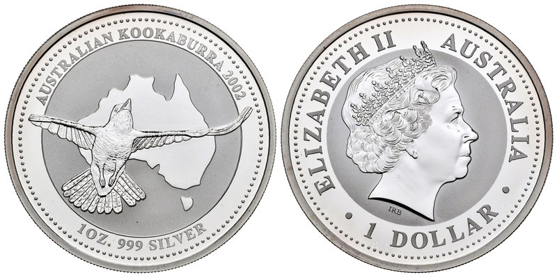 Australia. Elizabeth II. 1 dollar. 2001. (Km-691.1). Ag. 31,10 g. Kookaburra. PR...