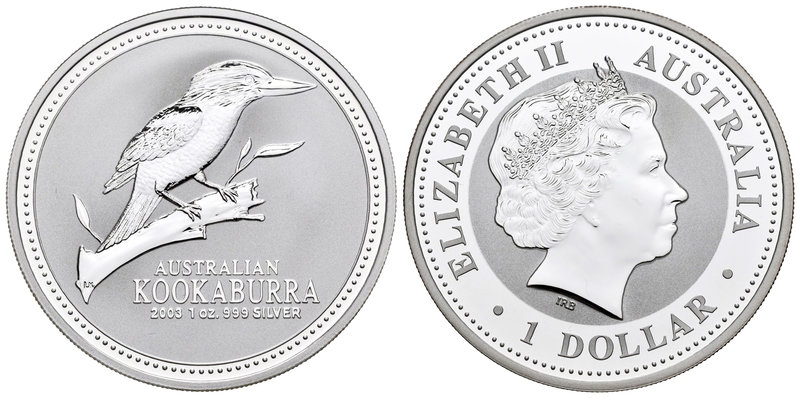Australia. Elizabeth II. 1 dollar. 2003. (Km-1761). Ag. 31,10 g. Kookaburra. PR....
