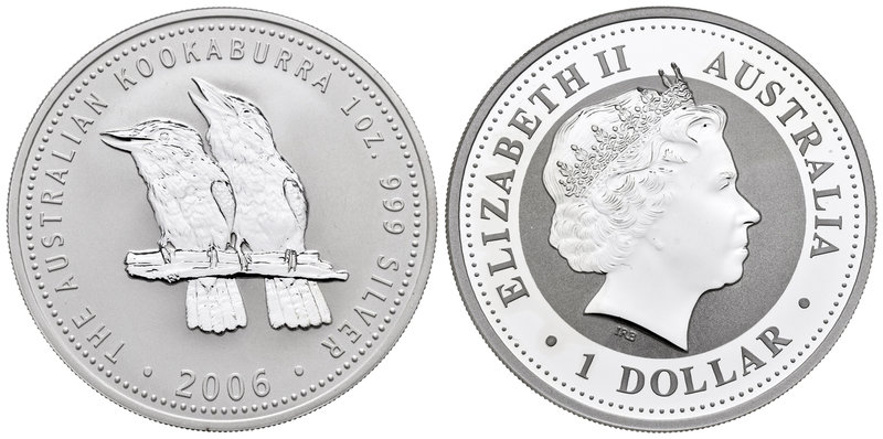 Australia. Elizabeth II. 1 dollar. 2006. (Km-no cita). Ag. 31,56 g. Kookaburra. ...