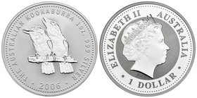 Australia. Elizabeth II. 1 dollar. 2006. (Km-no cita). Ag. 31,56 g. Kookaburra. PR. Est...40,00.