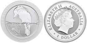 Australia. Elizabeth II. 1 dollar. 2008. Perth. P. (Km-1760). Ag. 31,11 g. Kookaburra. PR. Est...40,00.