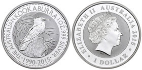 Australia. Elizabeth II. 1 dollar. 2015. Perth. P25. (Km-no cita). Ag. 31,11 g. 25th Anniversary. PR. Est...40,00.