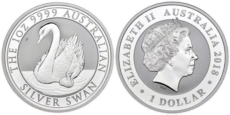 Australia. Elizabeth II. 1 dollar. 2018. Perth. P. Ag. 31,11 g. Swan. PR. Est......