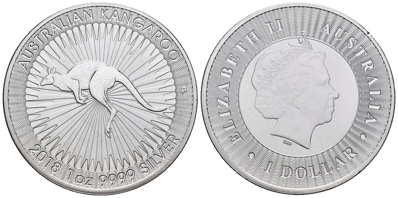 Australia. Elizabeth II. 1 dollar. 2018. Perth. P. Ag. 31,11 g. Kangaroo. PR. Es...