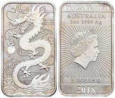 Australia. Elizabeth II. 1 dollar. 2018. (Km-612). Ag. 31,22 g. Year of the Dragon. PR. Est...25,00.