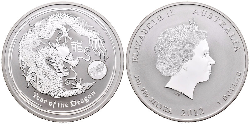 Australia. Elizabeth II. 1 dollar. 2012. Perth. P. (Km-1664). Ag. 31,11 g. Year ...