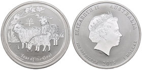 Australia. Elizabeth II. 1 dollar. 2015. Perth. P. (Km-no cita). Ag. 31,10 g. Year of the Goat. PR. Est...25,00.
