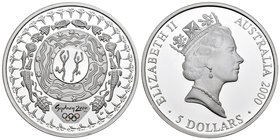 Australia. Elizabeth II. 5 dollars. 2000. (Km-381). Ag. 31,64 g. Sidney Olympic Games 2000. PR. Est...30,00.