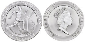 Australia. Elizabeth II. 10 dollars. 1994. (Km-225). Ag. 20,77 g. Edwin Flack 1896. PR. Est...25,00.