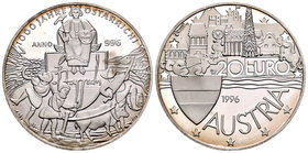 Austria. 20 euros. 1996. Ag. 24,09 g. 1000th Anniversary. PR. Est...20,00.