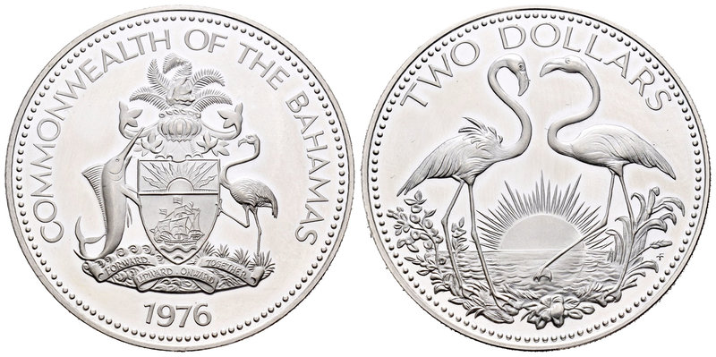 Bahamas. Elizabeth II. 2 dollars. 1976. FM. (Km-66a). Ag. 3002,00 g. Commonwealt...