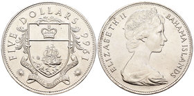 Bahamas. Elizabeth II. 5 dollars. 1966. (Km-10). Ag. 42,12 g. UNC. Est...30,00.