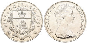 Bahamas. Elizabeth II. 5 dollars. 1969. (Km-10). Ag. 42,12 g. UNC. Est...30,00.