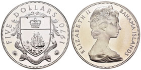 Bahamas. Elizabeth II. 5 dollars. 1970. (Km-10). Ag. 42,12 g. PR. Est...40,00.