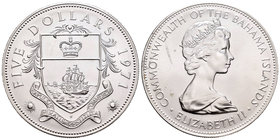 Bahamas. Elizabeth II. 5 dollars. 1971. (Km-24). Ag. 42,12 g. UNC. Est...40,00.