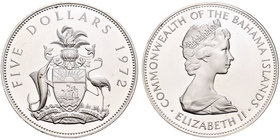 Bahamas. Elizabeth II. 5 dollars. 1972. FM. (Km-33). Ag. 42,12 g. PR. Est...40,00.