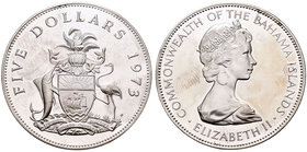 Bahamas. Elizabeth II. 5 dollars. 1973. FM. (Km-33). Ag. 42,12 g. PR. Est...40,00.