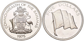 Bahamas. Elizabeth II. 5 dollars. 1975. FM. (Km-33). Ag. 42,12 g. Commonwealth. PR. Est...45,00.