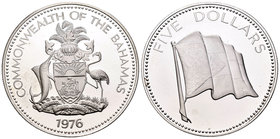 Bahamas. Elizabeth II. 5 dollars. 1976. FM. (Km-67a). Ag. 42,12 g. Commonwealth. PR. Est...45,00.
