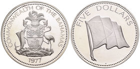 Bahamas. Elizabeth II. 5 dollars. 1977. FM. (Km-67a). Ag. 42,12 g. Commonwealth. PR. Est...45,00.