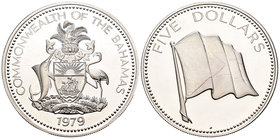 Bahamas. Elizabeth II. 5 dollars. 1979. (Km-67a). Ag. 42,12 g. Commonwealth. PR. Est...45,00.