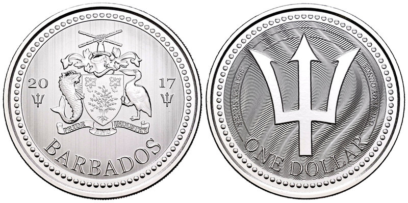 Barbados. 1 dollar. 2017. Ag. 31,30 g. Trident. PR. Est...40,00.